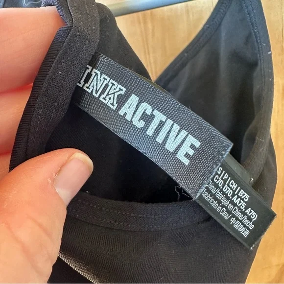 Pink Activewear Black Racerback Ribbed black crop tank - Picture 2 of 5